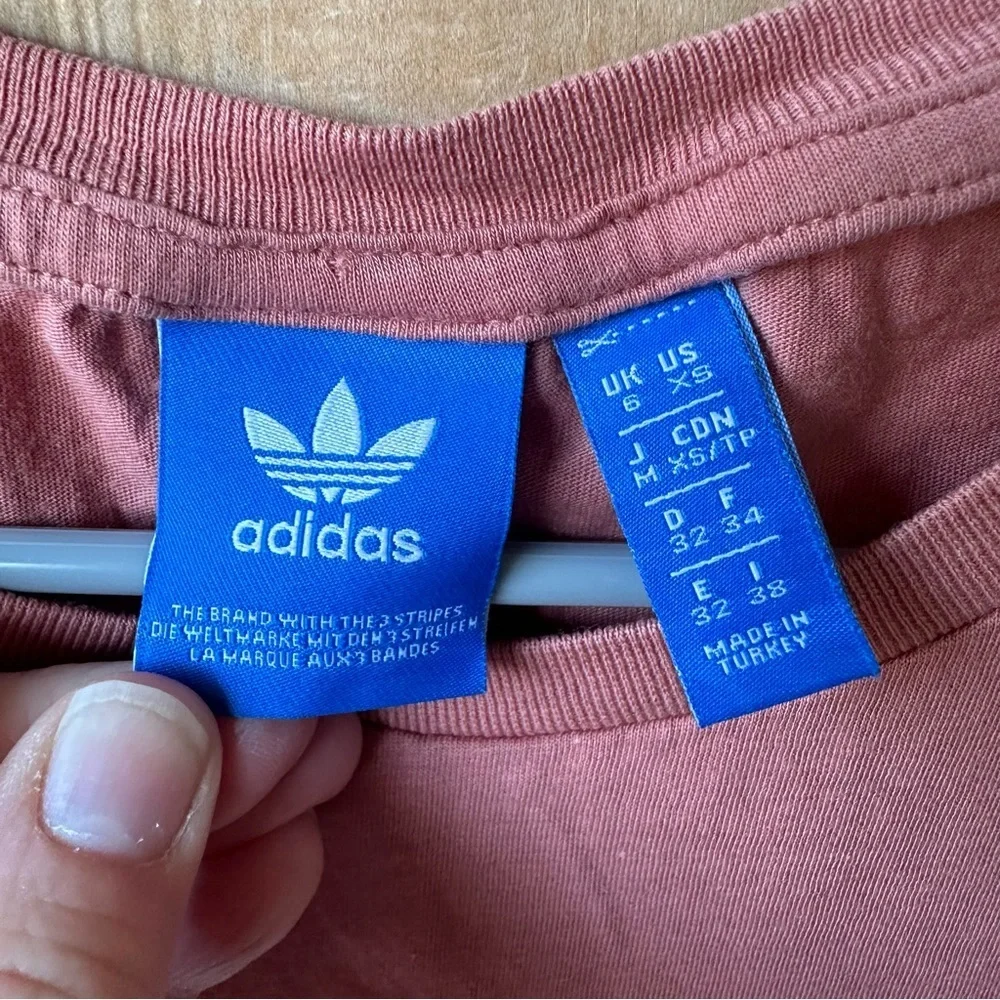 Adidas Pink Logo Crew Neck Short Sleeve Salmon Tee